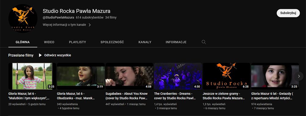 Studio Rocka Pawła Mazura - oficjalny kanał na youtube